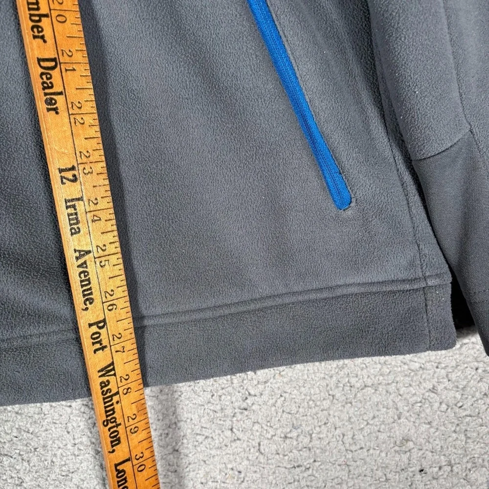 Grey North Face Zip Up Jacket Sz L With Blue Letters and Zippers Chimborazo READ